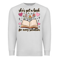 Dove Grey she's got a book for every situation Premium Sweatshirt - MaliasSmallBusiness