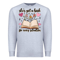 Heather Grey she's got a book for every situation Premium Sweatshirt - MaliasSmallBusiness