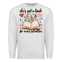 Oatmeal Heather she's got a book for every situation Premium Sweatshirt - MaliasSmallBusiness