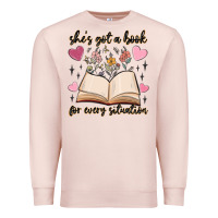 Pale Pink she's got a book for every situation Premium Sweatshirt - MaliasSmallBusiness