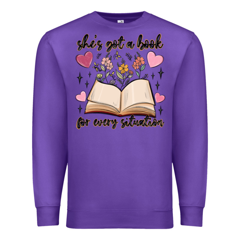 She's Got A Book For Every Situation Premium Sweatshirt by MaliasSmallBusiness | Teevron