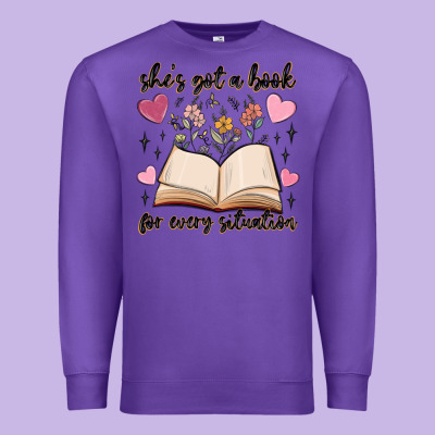 She's Got A Book For Every Situation Premium Sweatshirt Designed By Maliassmallbusiness