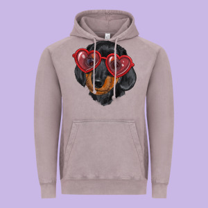 Dachshund With Love Glasses Vintage Hoodie Designed By Ranaportraitstore