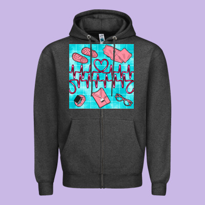 Nurse Heart Beat Seamless Pattern Zipper Hoodie Designed By Bundleandbundleshop
