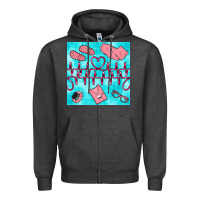 Charcoal Heather nurse heart beat seamless pattern Zipper Hoodie - BundleAndBundleShop