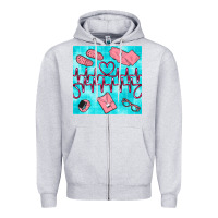 Heather Grey nurse heart beat seamless pattern Zipper Hoodie - BundleAndBundleShop