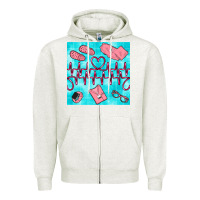 Oatmeal Heather nurse heart beat seamless pattern Zipper Hoodie - BundleAndBundleShop