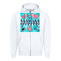 White nurse heart beat seamless pattern Zipper Hoodie - BundleAndBundleShop