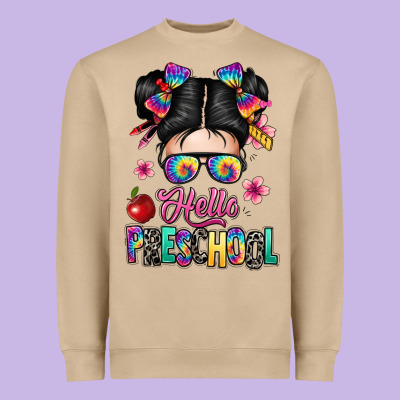 Hello Preschool Kid Heavyweight Sweatshirt Designed By Texasbilliewilder