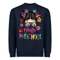 Navy hello preschool kid Heavyweight Sweatshirt - texasbilliewilder