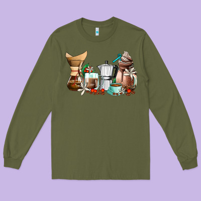 Coffee Tools Coffee Cups Long Sleeve Tee Designed By Adodesignshop