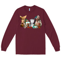 Burgundy coffee tools coffee cups Long Sleeve Tee - AdoDesignShop