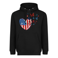 4th Of July American Flag Heart Butterfly Heavyweight Hoodie | Teevron