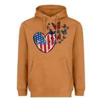 Meerkat 4th of july american flag heart butterfly Heavyweight Hoodie - MaliasSmallBusiness