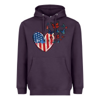 Plum 4th of july american flag heart butterfly Heavyweight Hoodie - MaliasSmallBusiness