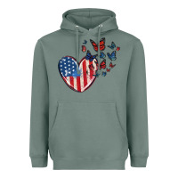 Sage 4th of july american flag heart butterfly Heavyweight Hoodie - MaliasSmallBusiness