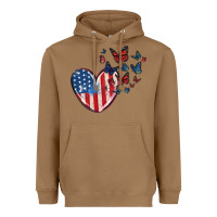 Toasted Coconut 4th of july american flag heart butterfly Heavyweight Hoodie - MaliasSmallBusiness