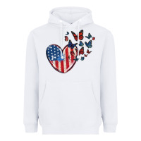 White 4th of july american flag heart butterfly Heavyweight Hoodie - MaliasSmallBusiness