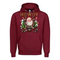 Burgundy howdy santa Zipper Hoodie - AdoDesignShop