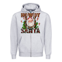 Heather Grey howdy santa Zipper Hoodie - AdoDesignShop