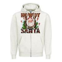Oatmeal Heather howdy santa Zipper Hoodie - AdoDesignShop