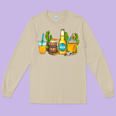 Beer Coffee Cups Long Sleeve Tee Designed By Adodesignshop