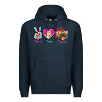 Navy Peace Love Easter Premium Hoodie - BundleAndBundleShop