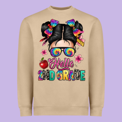 Hello Second Grade Kid Heavyweight Sweatshirt Designed By Texasbilliewilder