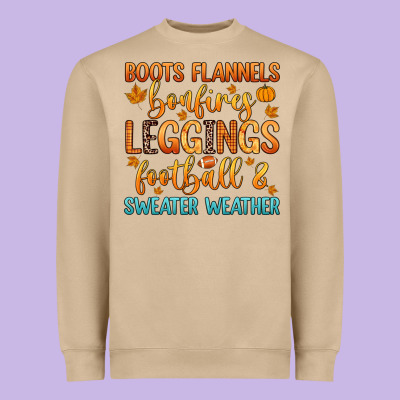 Boots Flannels Bonfires Leggins Football Heavyweight Sweatshirt Designed By Zillion Design Studio