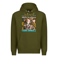 Army Green Just A Girl Who Loves Farm Animals Premium Hoodie - BundleAndBundleShop