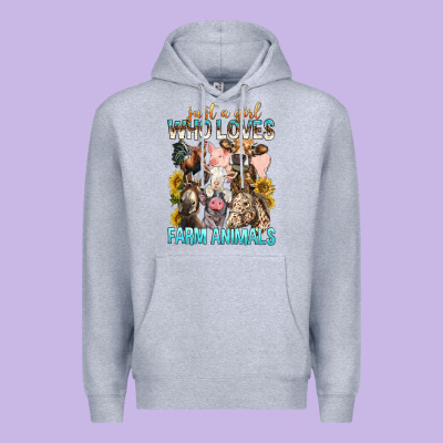 Just A Girl Who Loves Farm Animals Premium Hoodie Designed By Bundleandbundleshop