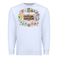 White cozy book girl club Premium Sweatshirt - MaliasSmallBusiness
