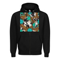 Black western turquoise seamless pattern Zipper Hoodie - BundleAndBundleShop