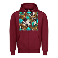 Burgundy western turquoise seamless pattern Zipper Hoodie - BundleAndBundleShop
