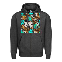 Charcoal Heather western turquoise seamless pattern Zipper Hoodie - BundleAndBundleShop