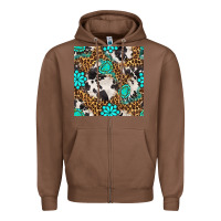 Chestnut western turquoise seamless pattern Zipper Hoodie - BundleAndBundleShop