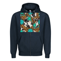 Navy western turquoise seamless pattern Zipper Hoodie - BundleAndBundleShop