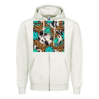 Western Turquoise Seamless Pattern Zipper Hoodie | Teevron