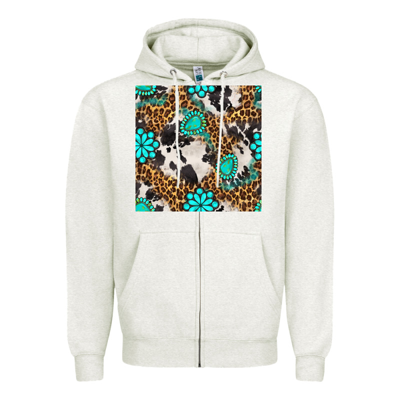 Western Turquoise Seamless Pattern Zipper Hoodie by BundleAndBundleShop | Teevron