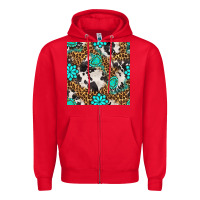 Red western turquoise seamless pattern Zipper Hoodie - BundleAndBundleShop