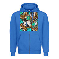 True Royal western turquoise seamless pattern Zipper Hoodie - BundleAndBundleShop