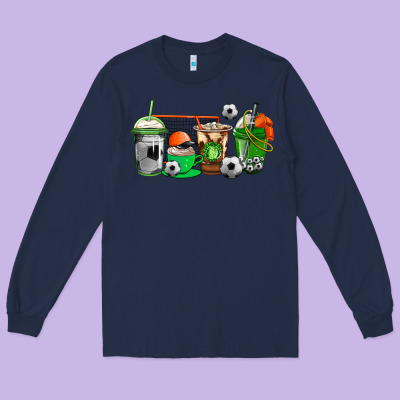 Soccer Coffee Cups Long Sleeve Tee Designed By Adodesignshop