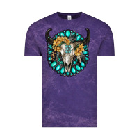 Cloud Purple gamestone with bull skull Vintage Tee - RanaPortraitStore