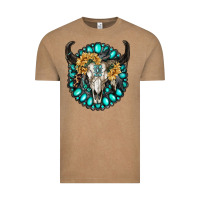 Vintage Coffee gamestone with bull skull Vintage Tee - RanaPortraitStore