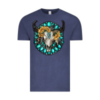 Vintage Denim gamestone with bull skull Vintage Tee - RanaPortraitStore