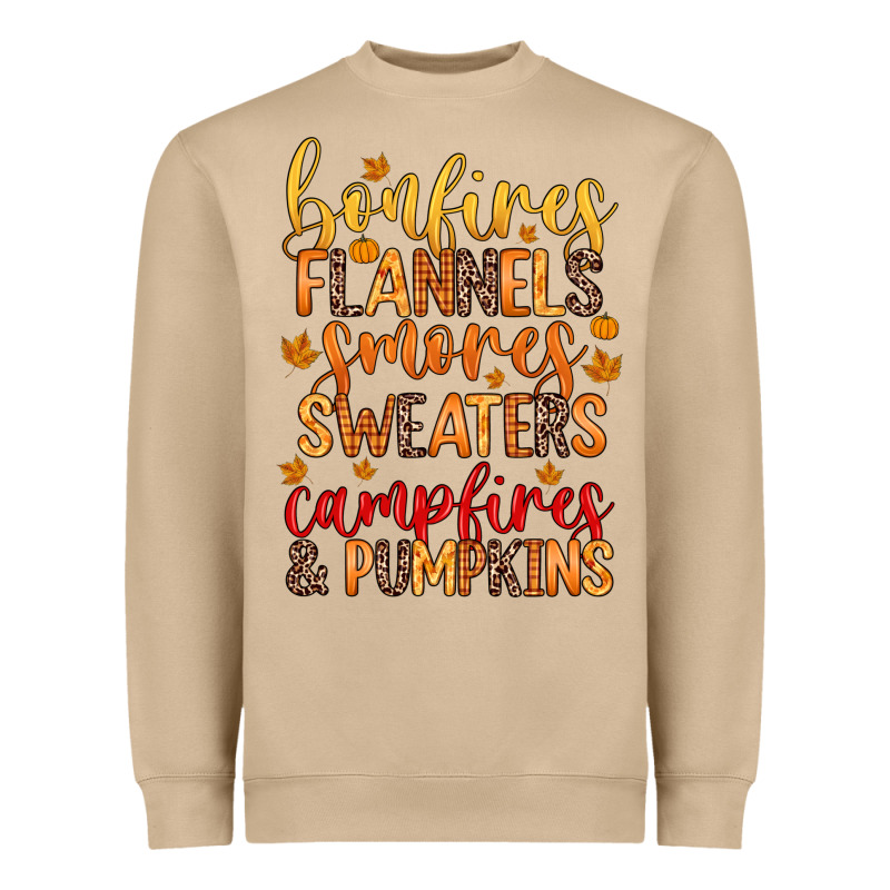 Bonfires Flannels S'mores Campfires And Pumpkins Heavyweight Sweatshirt by Zillion Design Studio | Teevron