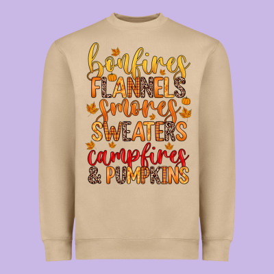 Bonfires Flannels S'mores Campfires And Pumpkins Heavyweight Sweatshirt Designed By Zillion Design Studio
