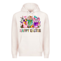 Pale Pink Happy Easter Coffee Cups With Bunny Premium Hoodie - BundleAndBundleShop