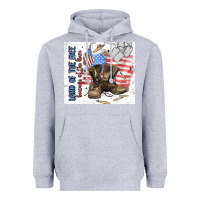 Heather Grey land of the free Heavyweight Hoodie - MaliasSmallBusiness