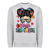 Heather Grey hello third grade kid Heavyweight Sweatshirt - texasbilliewilder